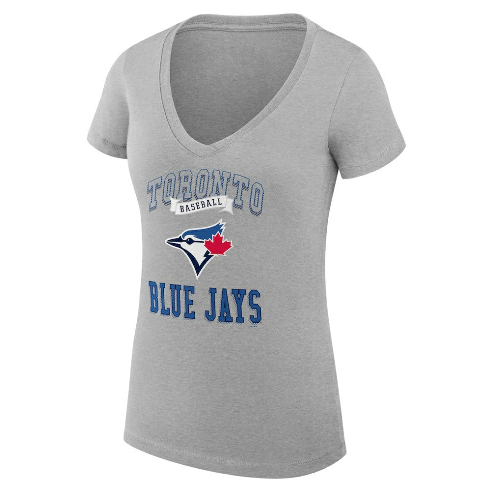 Toronto Blue Jays G-III 4Her by Carl Banks Women's Super-Slim Fit Lightweight Team Logo Graphic V-Neck T-Shirt - MLB T-shirts