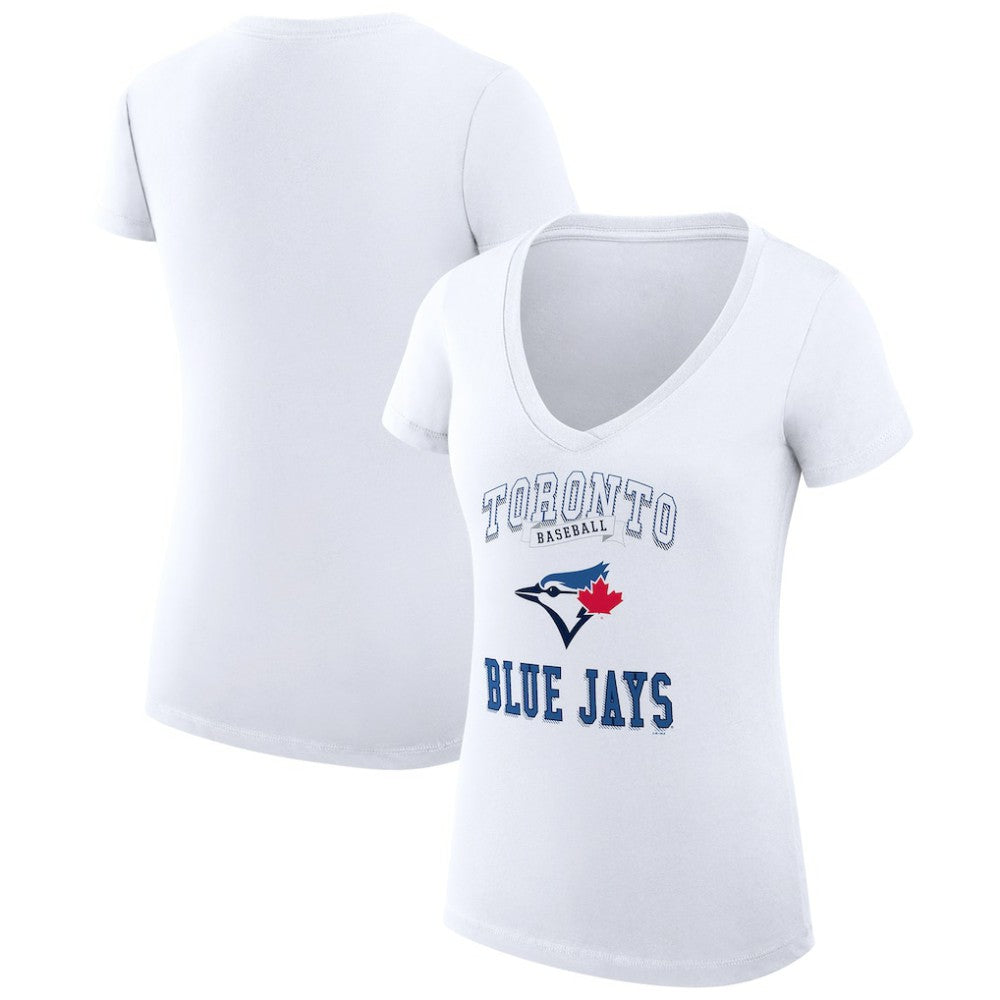 Toronto Blue Jays G-III 4Her by Carl Banks Women's Super-Slim Fit Lightweight Team Logo Graphic V-Neck T-Shirt - MLB T-shirts