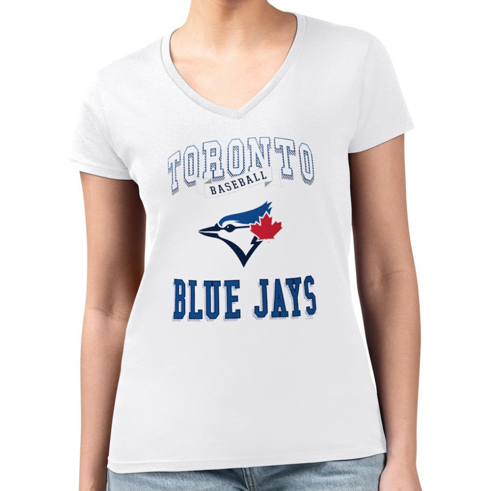 Toronto Blue Jays G-III 4Her by Carl Banks Women's Super-Slim Fit Lightweight Team Logo Graphic V-Neck T-Shirt - MLB T-shirts