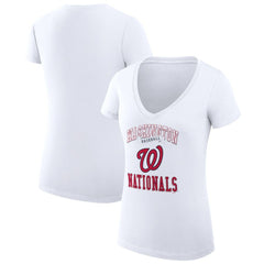 Washington Nationals G-III 4Her by Carl Banks Women's Super-Slim Fit Lightweight Team Logo Graphic V-Neck T-Shirt - MLB T-shirts