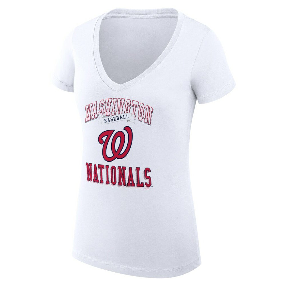 Washington Nationals G-III 4Her by Carl Banks Women's Super-Slim Fit Lightweight Team Logo Graphic V-Neck T-Shirt - MLB T-shirts