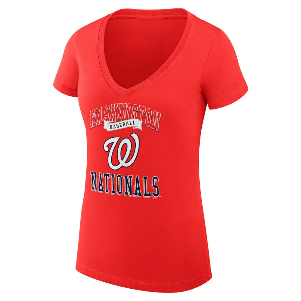 Washington Nationals G-III 4Her by Carl Banks Women's Super-Slim Fit Lightweight Team Logo Graphic V-Neck T-Shirt - MLB T-shirts