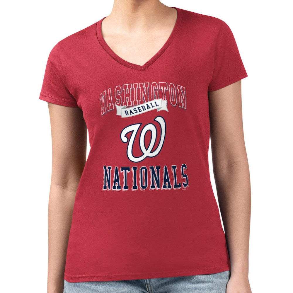 Washington Nationals G-III 4Her by Carl Banks Women's Super-Slim Fit Lightweight Team Logo Graphic V-Neck T-Shirt - MLB T-shirts