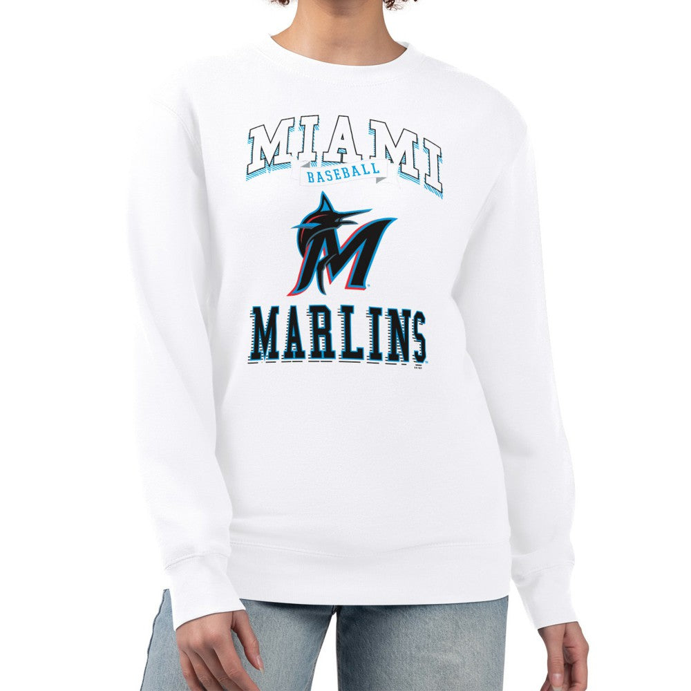 Miami Marlins G-III 4Her by Carl Banks Women's Team Logo Graphic Tri-Blend Fleece Pullover Sweatshirt - MLB Pullover