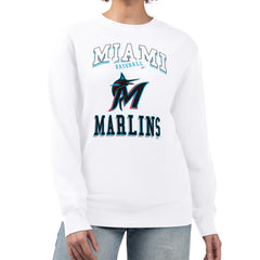 Miami Marlins G-III 4Her by Carl Banks Women's Team Logo Graphic Tri-Blend Fleece Pullover Sweatshirt - MLB Pullover