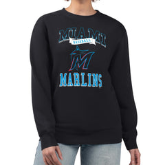 Miami Marlins G-III 4Her by Carl Banks Women's Team Logo Graphic Tri-Blend Fleece Pullover Sweatshirt - MLB Pullover