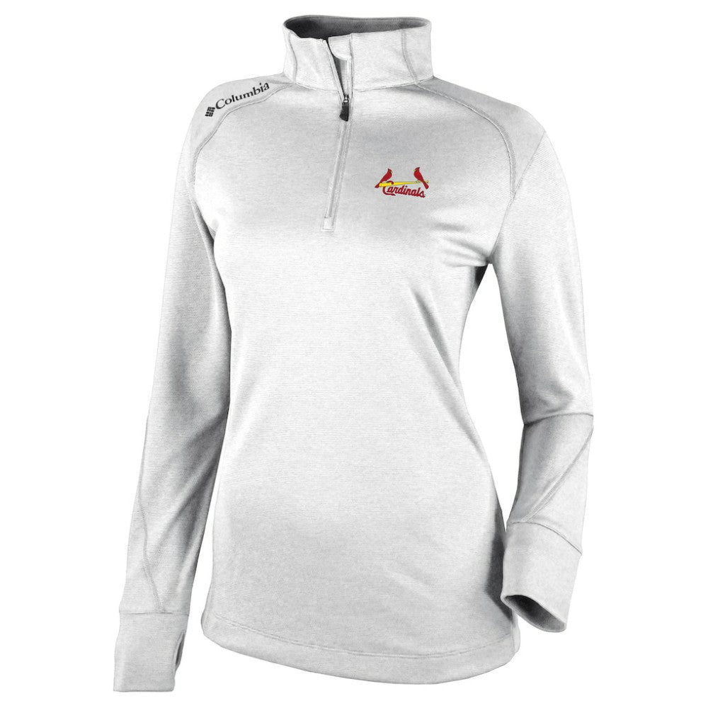 St. Louis Cardinals Columbia Women's Cooperstown Collection Shotgun 2.0 Omni-Wick Quarter-Zip Top - White - MLB Tops