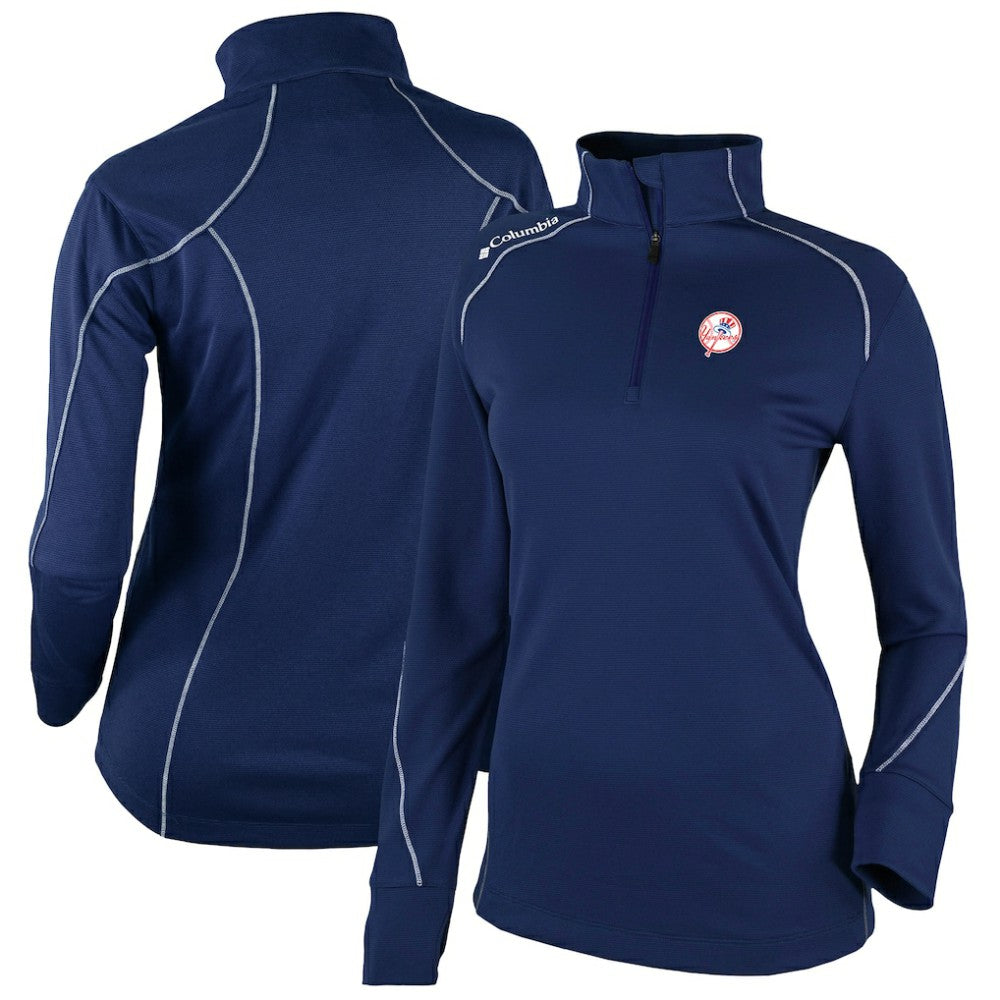New York Yankees Columbia Women's Cooperstown Collection Shotgun 2.0 Omni-Wick Quarter-Zip Top - Navy - MLB Tops
