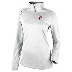 Philadelphia Phillies Columbia Women's Cooperstown Collection Shotgun 2.0 Omni-Wick Quarter-Zip Top - White - MLB Tops