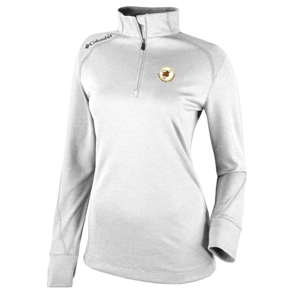 San Diego Padres Columbia Women's Cooperstown Collection Shotgun 2.0 Omni-Wick Quarter-Zip Top - White - MLB Tops