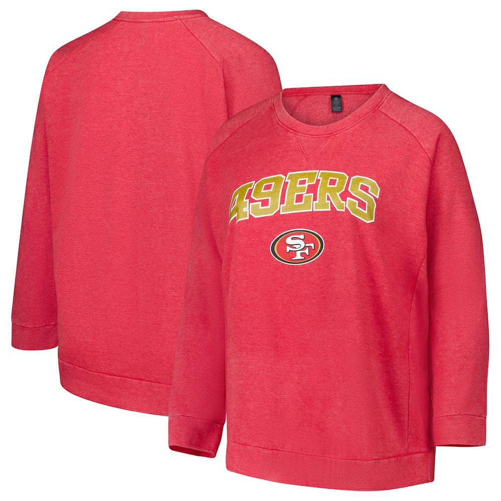 San Francisco 49ers Profile Women's Plus Size Acid Wash Raglan Sweatshirt | NFL Hot
