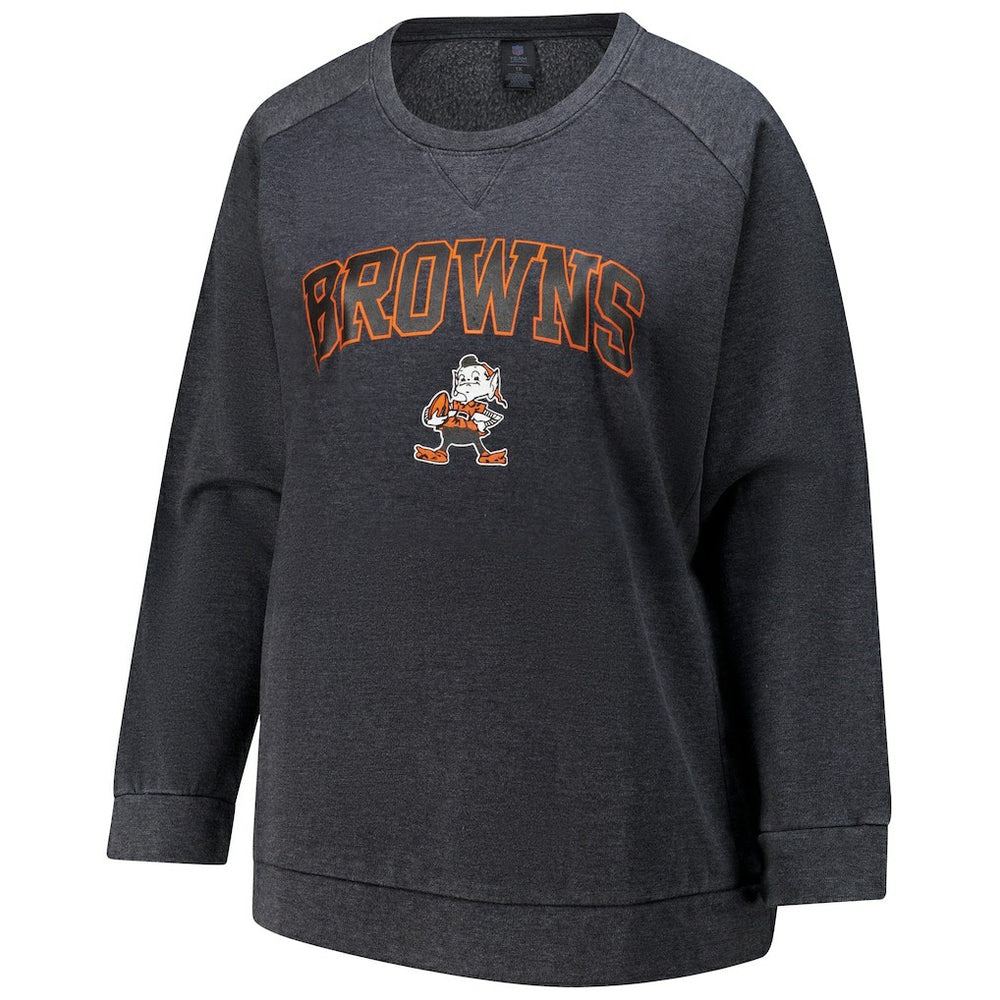 Cleveland Browns Profile Women's Plus Size Acid Wash Raglan Sweatshirt | NFL New