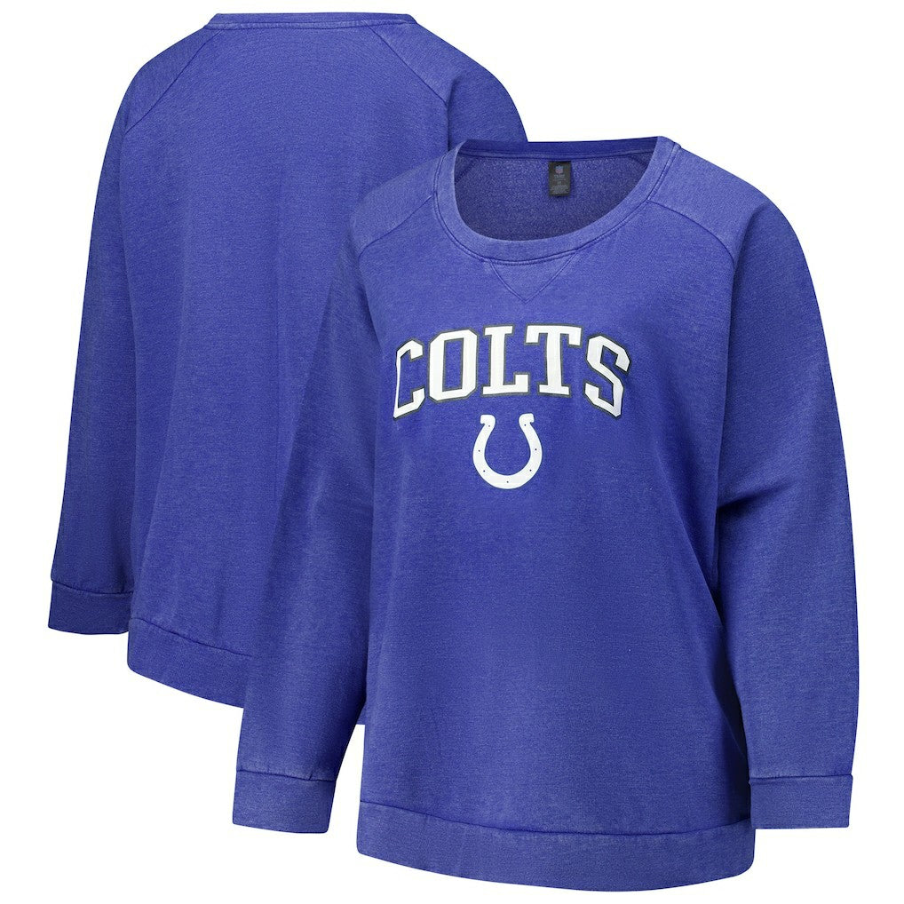 Indianapolis Colts Profile Women's Plus Size Acid Wash Raglan Sweatshirt | NFL US