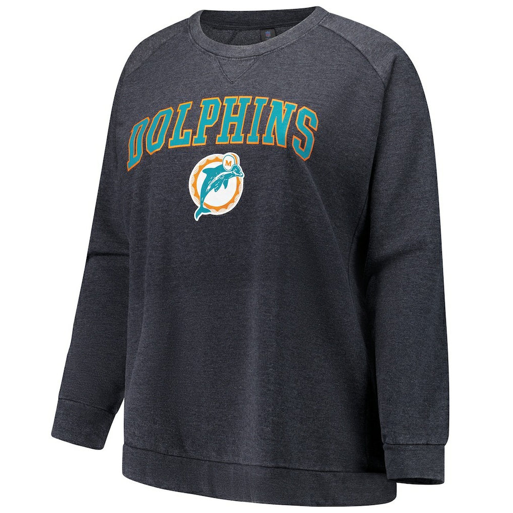Miami Dolphins Profile Women's Plus Size Acid Wash Raglan Sweatshirt | NFL Sale