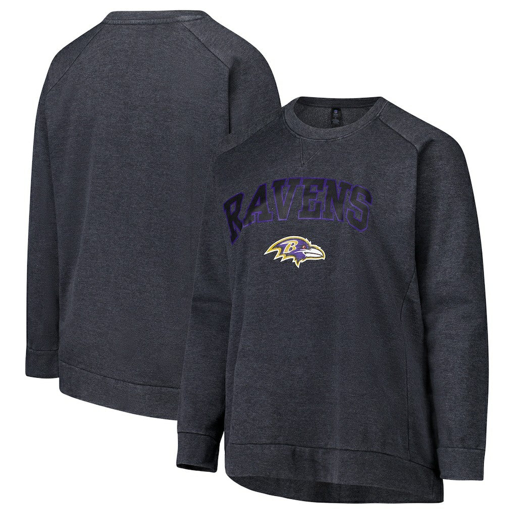 Baltimore Ravens Profile Women's Plus Size Acid Wash Raglan Sweatshirt | NFL New