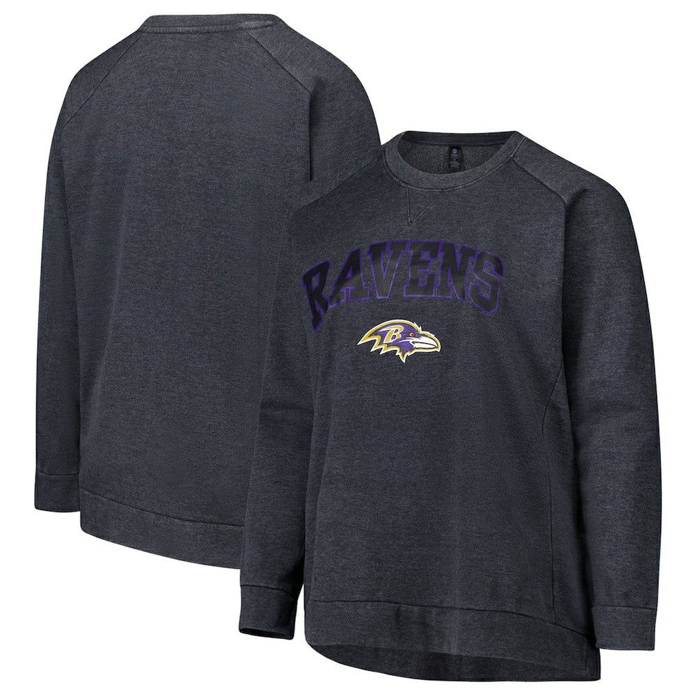 Baltimore Ravens Profile Women's Plus Size Acid Wash Raglan Sweatshirt | NFL New