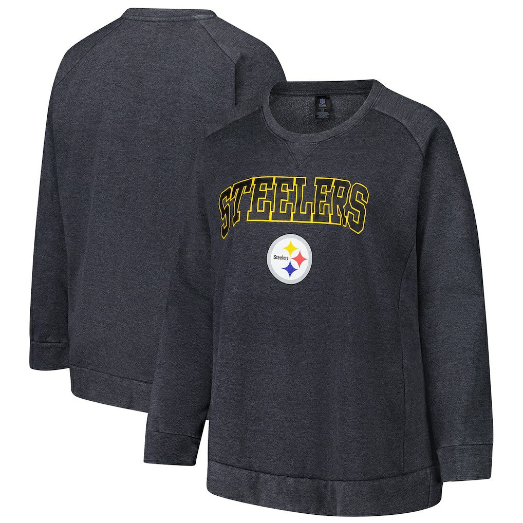 Pittsburgh Steelers Profile Women's Plus Size Acid Wash Raglan Sweatshirt | NFL On sale