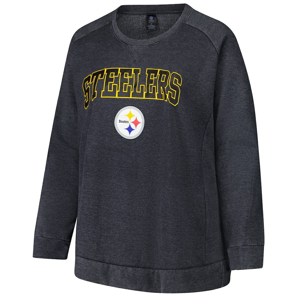 Pittsburgh Steelers Profile Women's Plus Size Acid Wash Raglan Sweatshirt | NFL On sale