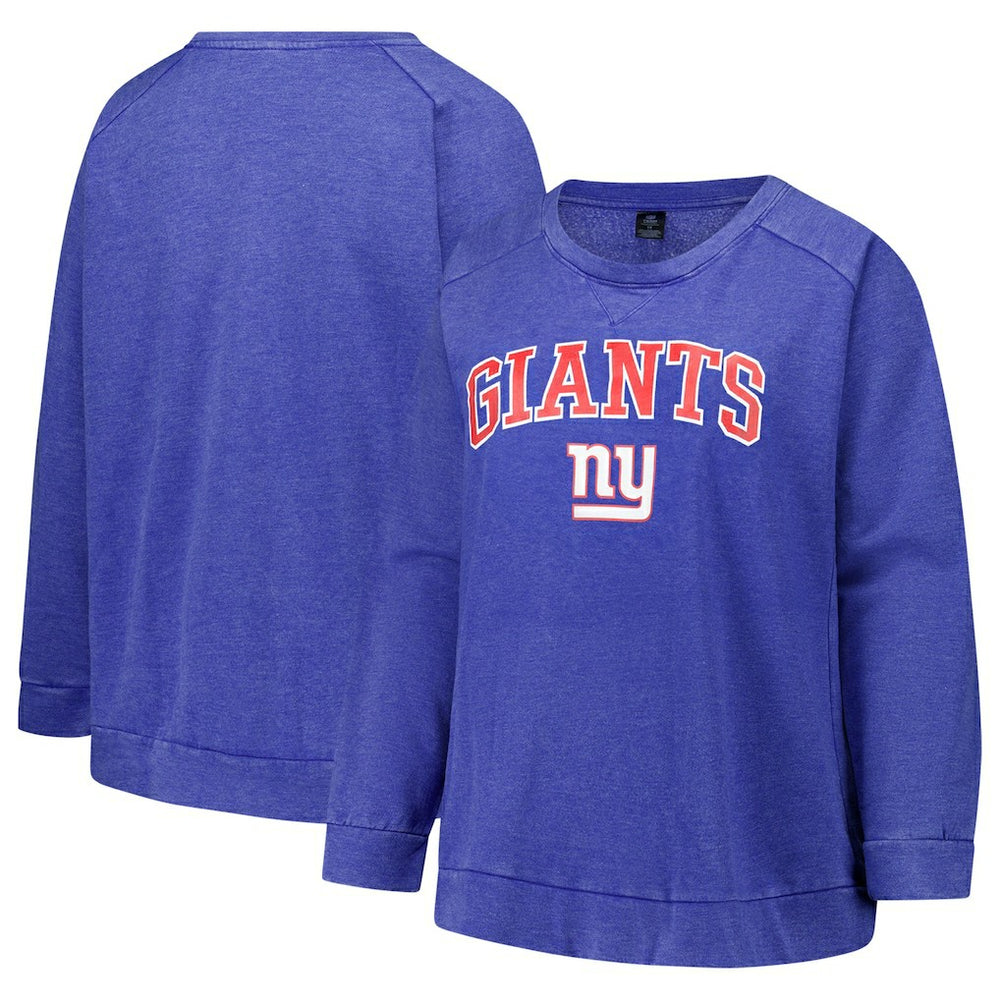 New York Giants Profile Women's Plus Size Acid Wash Raglan Sweatshirt | NFL Hot