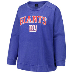 New York Giants Profile Women's Plus Size Acid Wash Raglan Sweatshirt | NFL Hot