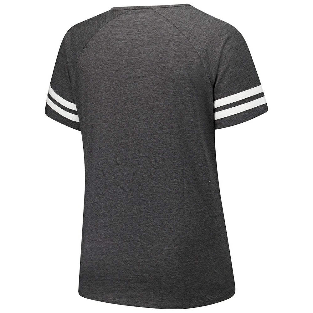 Arizona Cardinals Women's Plus Size Logo Striped Raglan Notch Neck T-Shirt | NFL Hot