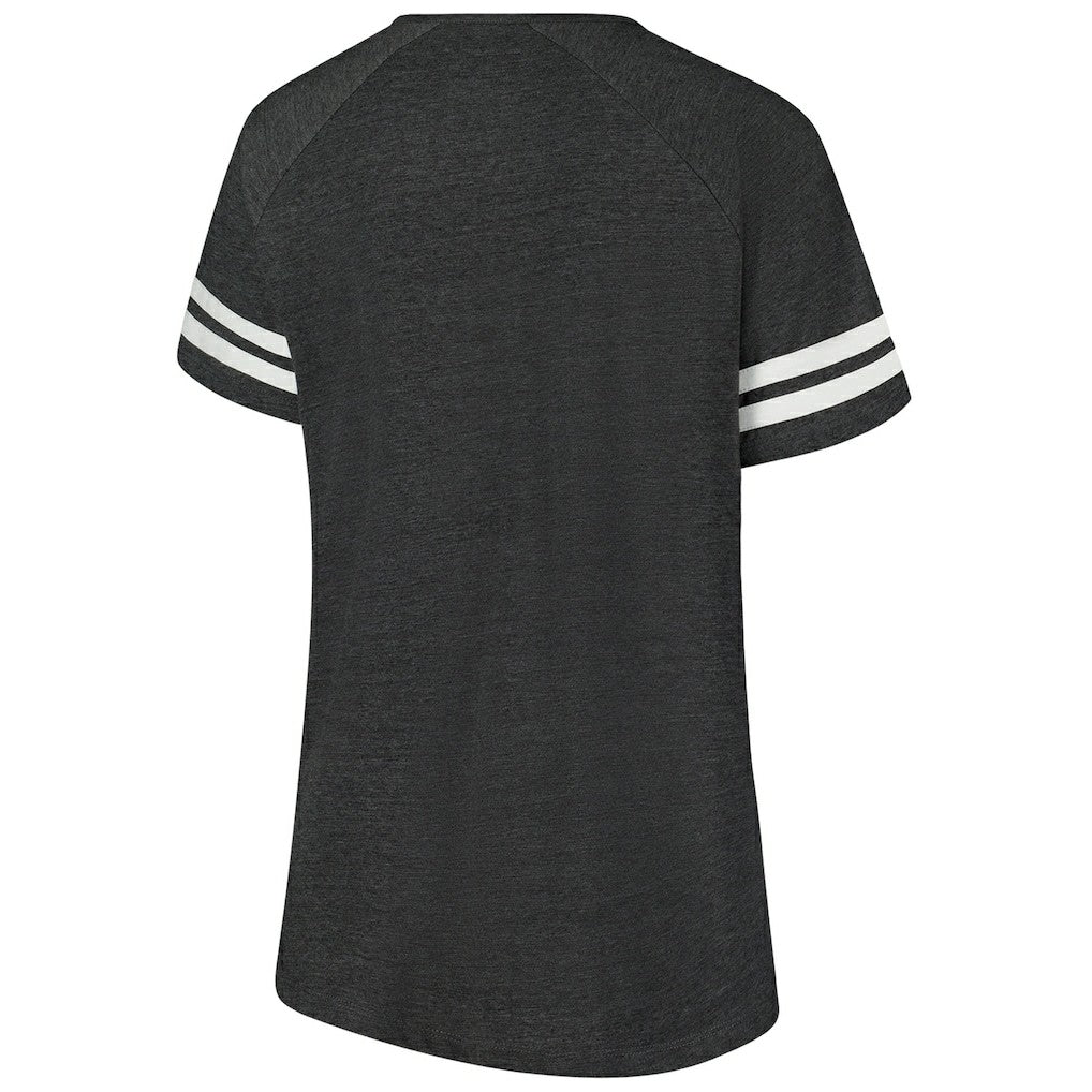 Cleveland Browns Women's Plus Size Logo Striped Raglan Notch Neck T-Shirt | NFL Outlet