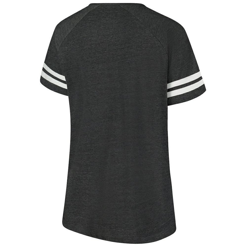 Cleveland Browns Women's Plus Size Logo Striped Raglan Notch Neck T-Shirt | NFL Outlet