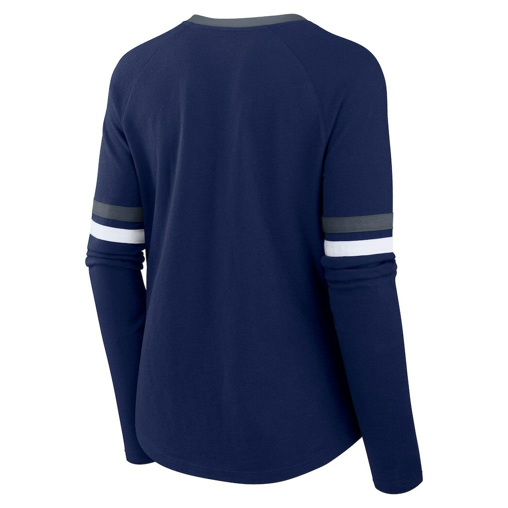 Dallas Cowboys Women's Plus Size Won & Done Lace-Up V-Neck Long Sleeve T-Shirt | NFL On sale