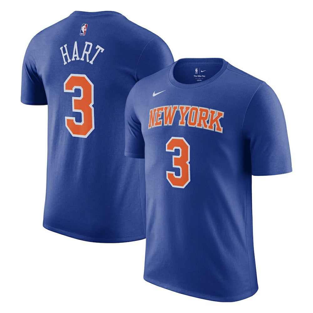 Blue Josh Hart New York Knicks Icon Edition Name & Number T-Shirt | NBA
