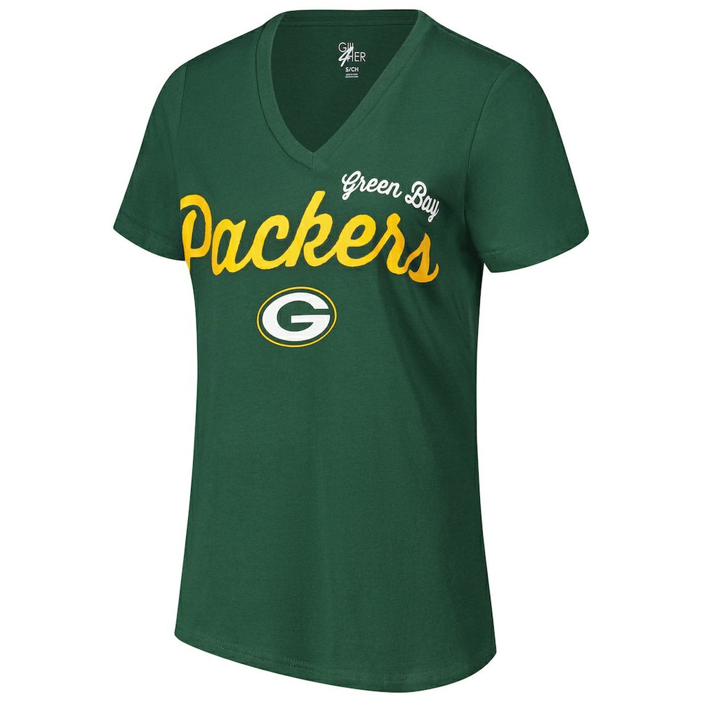 Green Bay Packers G-III 4Her by Carl Banks Women's Post Season V-Neck T-Shirt | NFL New