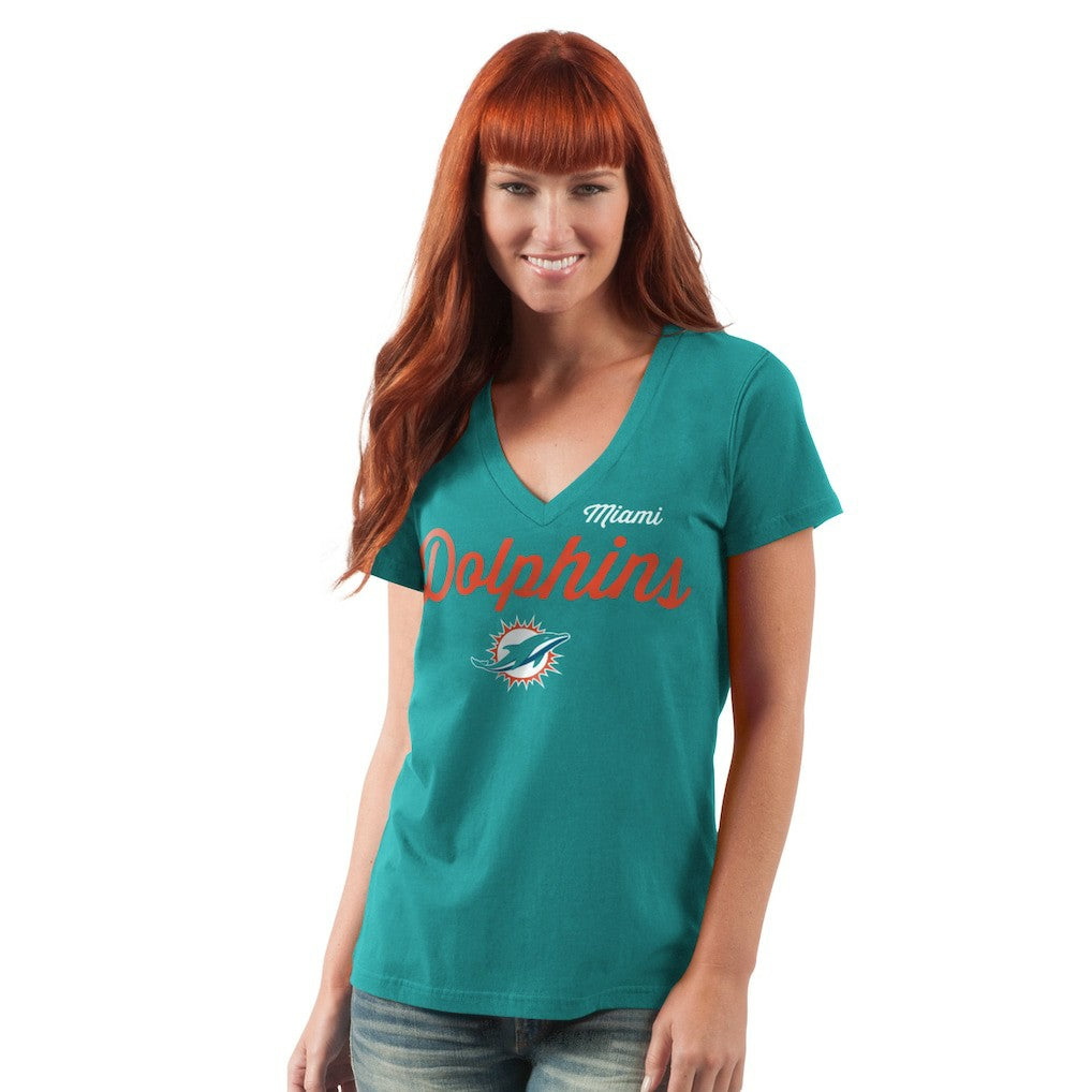 Miami Dolphins G-III 4Her by Carl Banks Women's Post Season V-Neck T-Shirt | NFL New