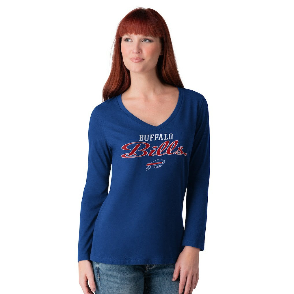 Buffalo Bills G-III 4Her by Carl Banks Women's Post Season Long Sleeve V-Neck T-Shirt | NFL New