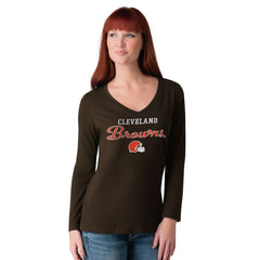 Cleveland Browns G-III 4Her by Carl Banks Women's Post Season Long Sleeve V-Neck T-Shirt | NFL On sale