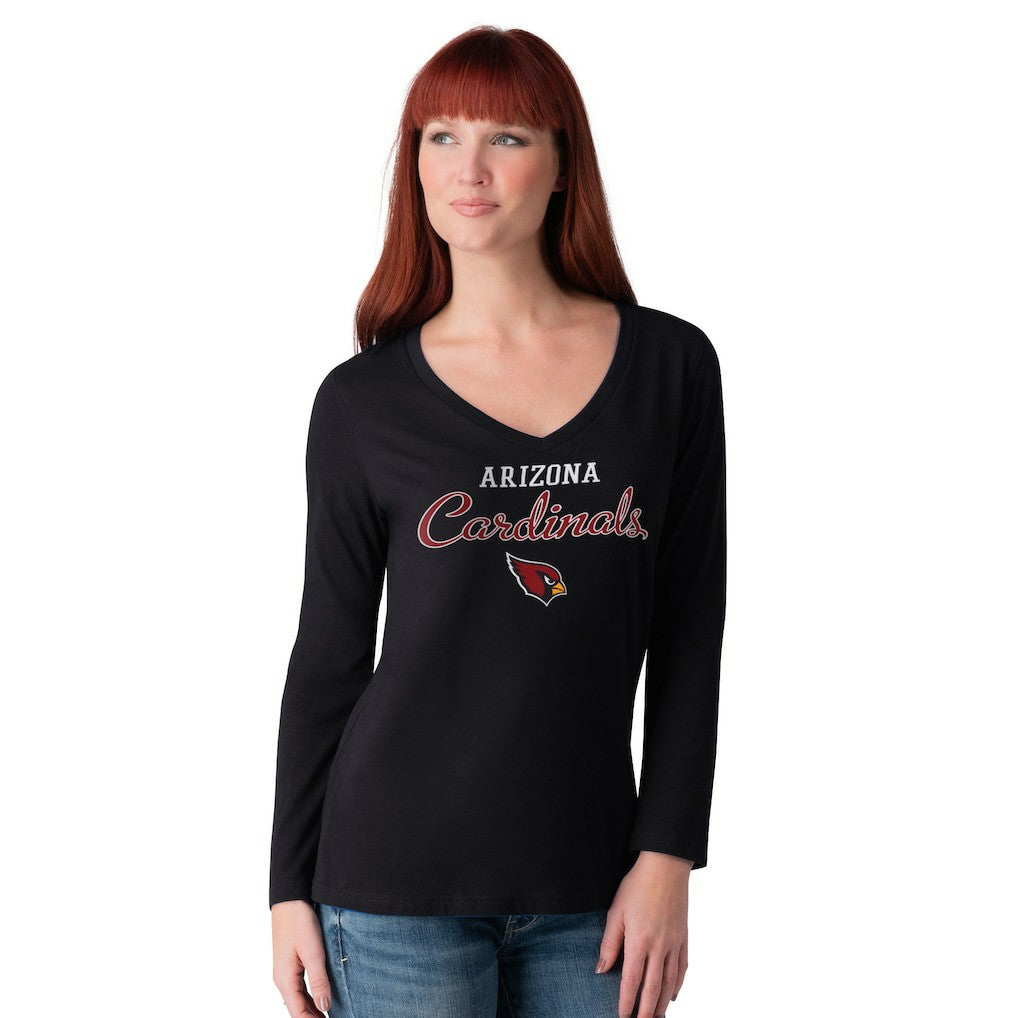 Arizona Cardinals G-III 4Her by Carl Banks Women's Post Season Long Sleeve V-Neck T-Shirt | NFL New