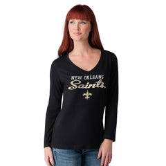 New Orleans Saints G-III 4Her by Carl Banks Women's Post Season Long Sleeve V-Neck T-Shirt | NFL US
