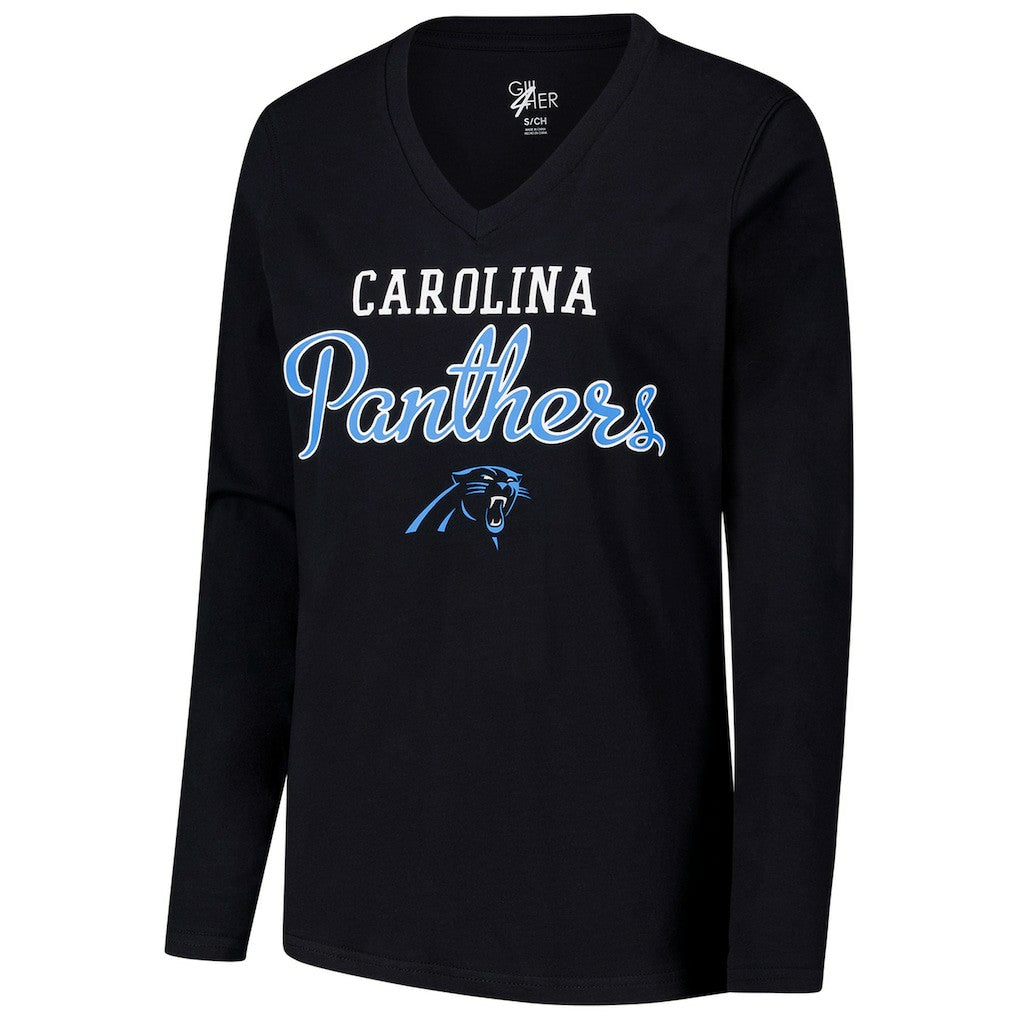 Carolina Panthers G-III 4Her by Carl Banks Women's Post Season Long Sleeve V-Neck T-Shirt | NFL Sale