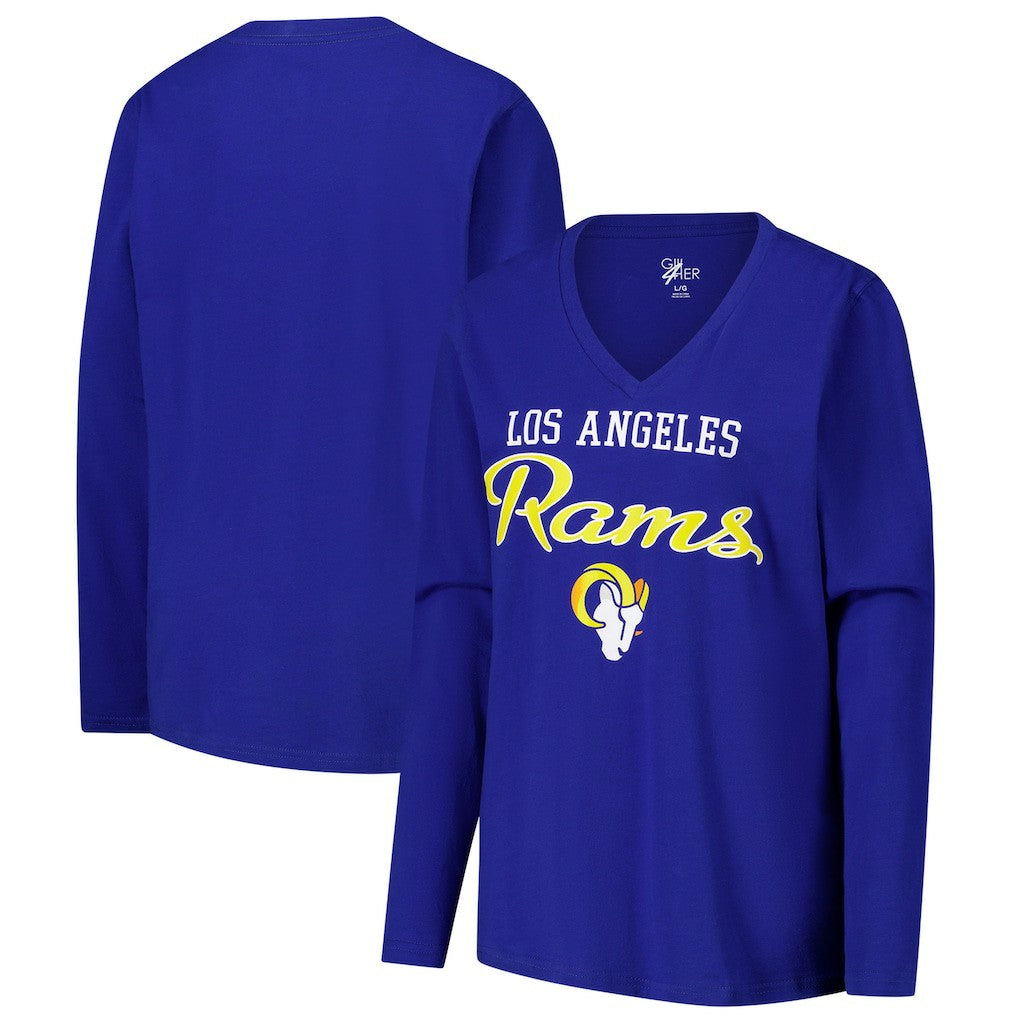 Los Angeles Rams G-III 4Her by Carl Banks Women's Post Season Long Sleeve V-Neck T-Shirt | NFL Outlet