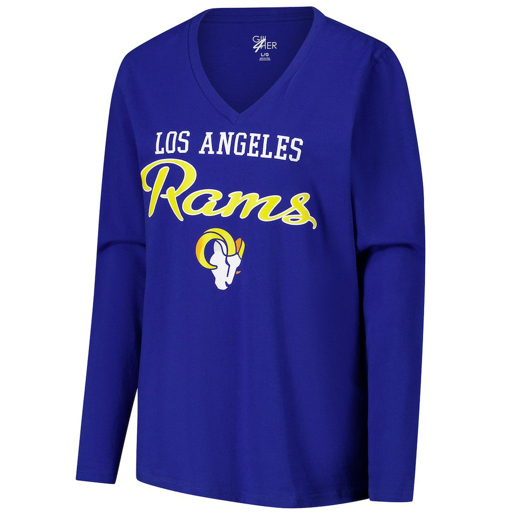 Los Angeles Rams G-III 4Her by Carl Banks Women's Post Season Long Sleeve V-Neck T-Shirt | NFL Outlet