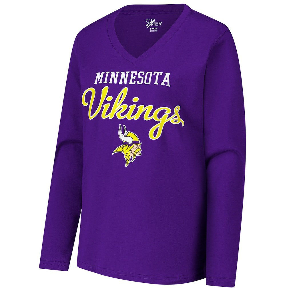 Minnesota Vikings G-III 4Her by Carl Banks Women's Post Season Long Sleeve V-Neck T-Shirt | NFL New