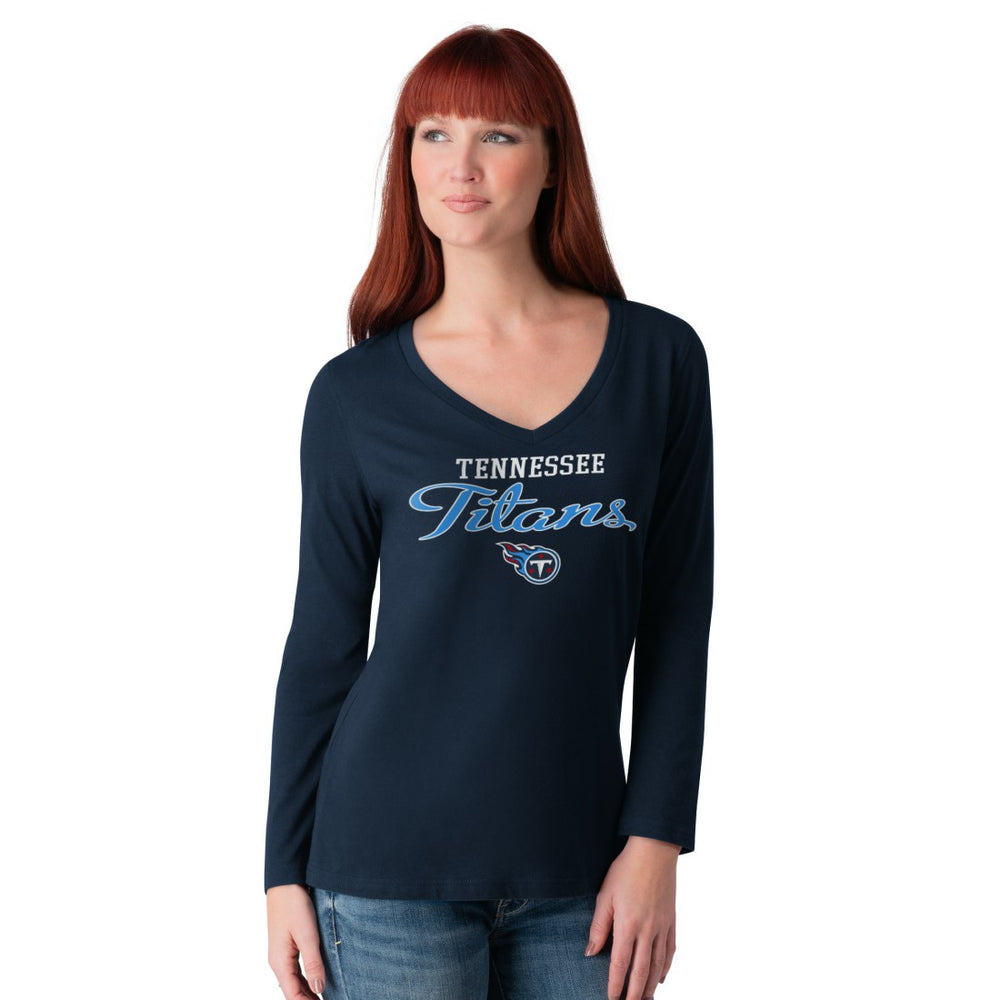 Tennessee Titans G-III 4Her by Carl Banks Women's Post Season Long Sleeve V-Neck T-Shirt | NFL Discount