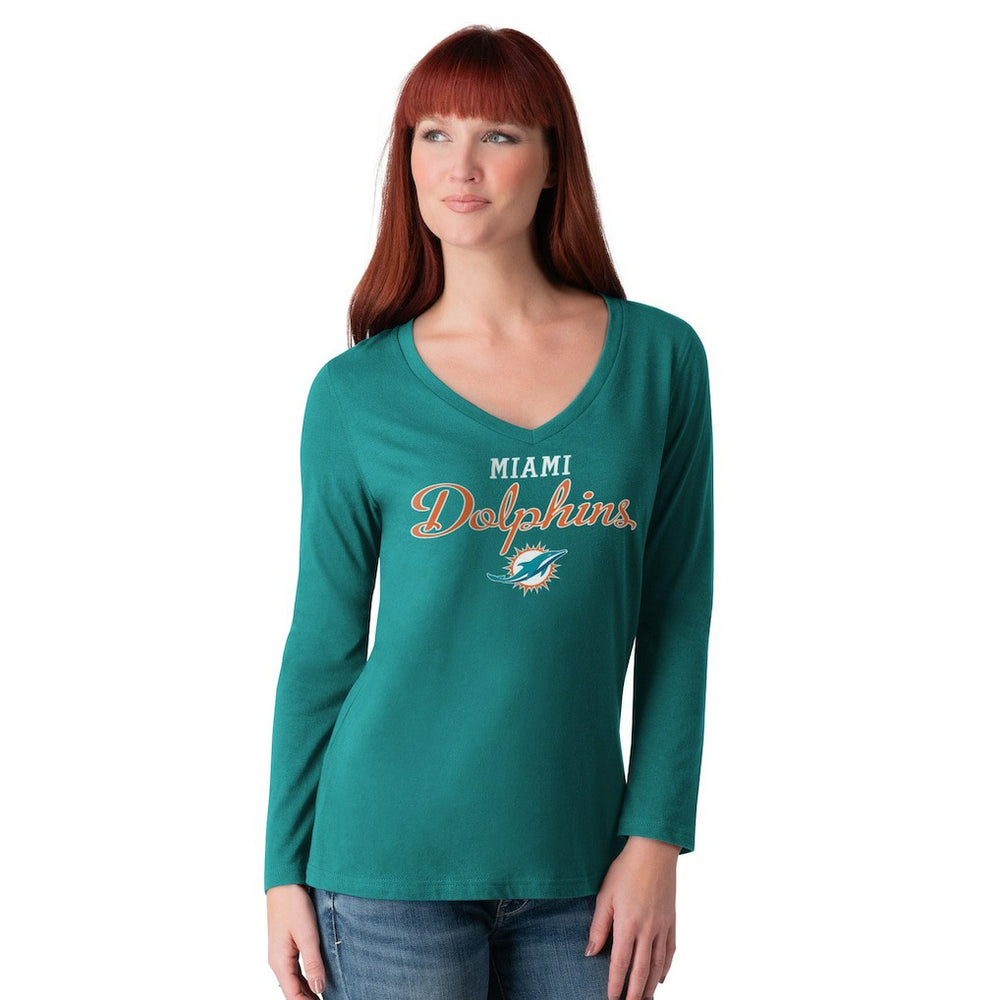 Miami Dolphins G-III 4Her by Carl Banks Women's Post Season Long Sleeve V-Neck T-Shirt | NFL Near me