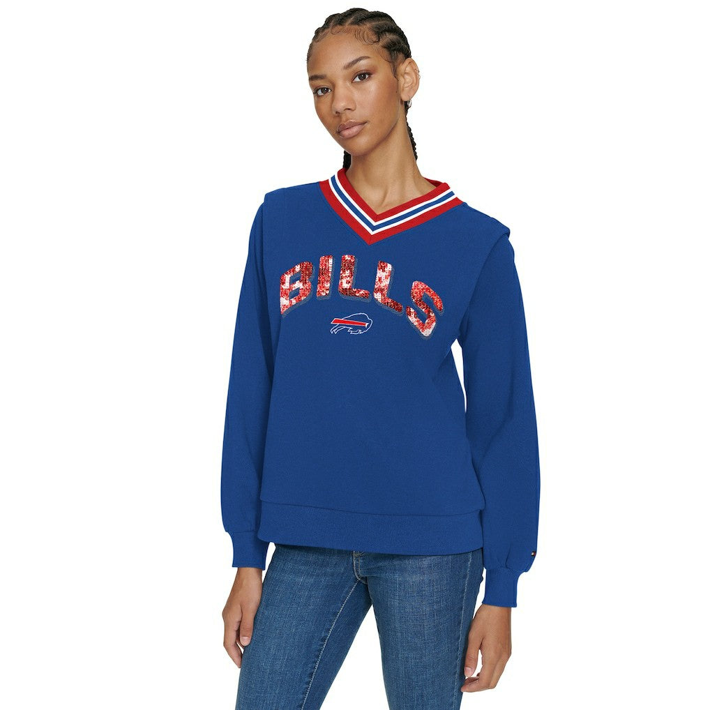 Buffalo Bills Tommy Hilfiger Women's Alice V-Neck Pullover Sweatshirt | NFL US