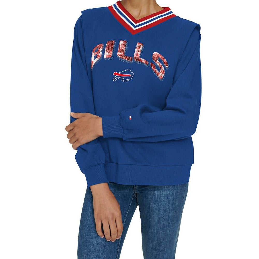 Buffalo Bills Tommy Hilfiger Women's Alice V-Neck Pullover Sweatshirt | NFL US