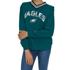 Philadelphia Eagles Tommy Hilfiger Women's Alice V-Neck Pullover Sweatshirt | NFL Online