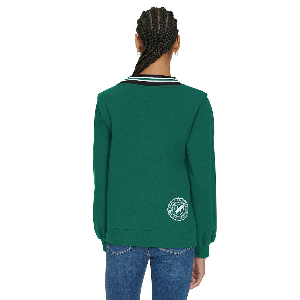 New York Jets Tommy Hilfiger Women's Alice V-Neck Pullover Sweatshirt | NFL Discount