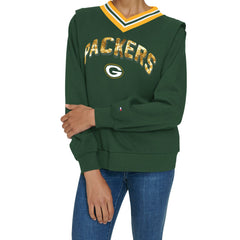 Green Bay Packers Tommy Hilfiger Women's Alice V-Neck Pullover Sweatshirt | NFL On sale