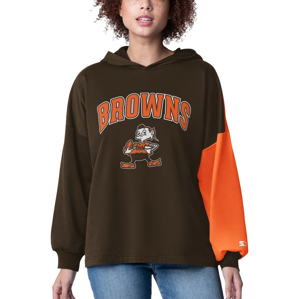 Cleveland Browns Starter Women's Power Move Long Sleeve Pullover Hoodie | NFL Discount