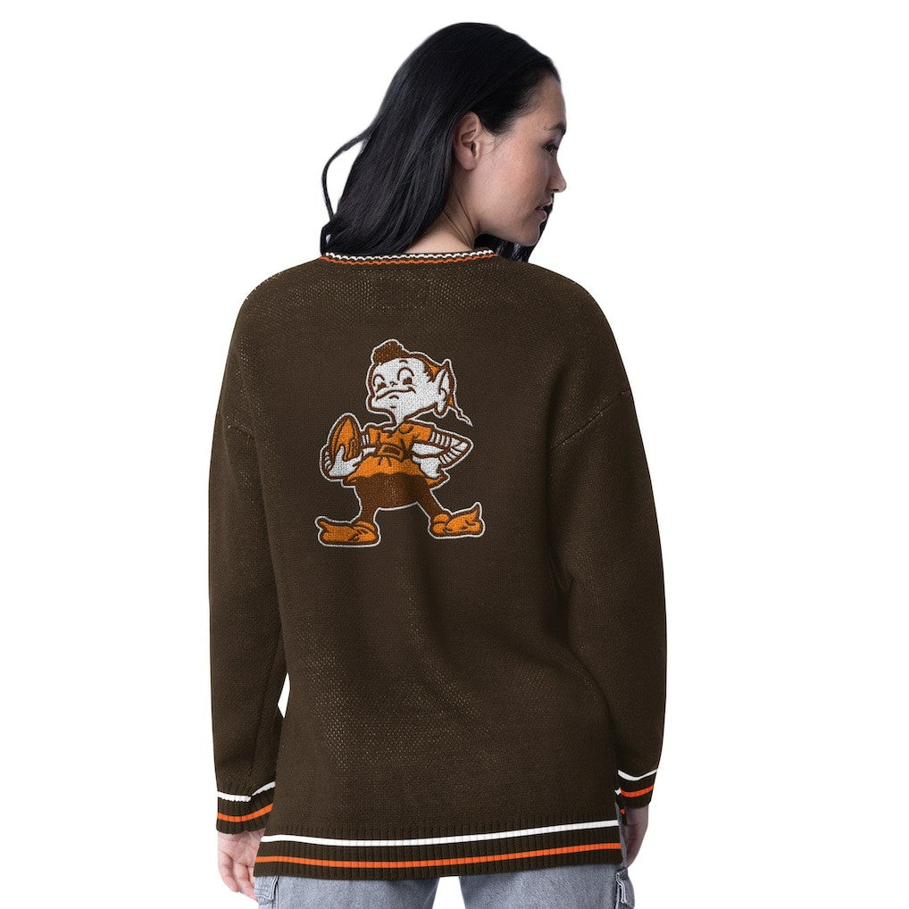 Cleveland Browns Starter Women's Oversized On the Ball Intarsia Knit Pullover Sweater | NFL US