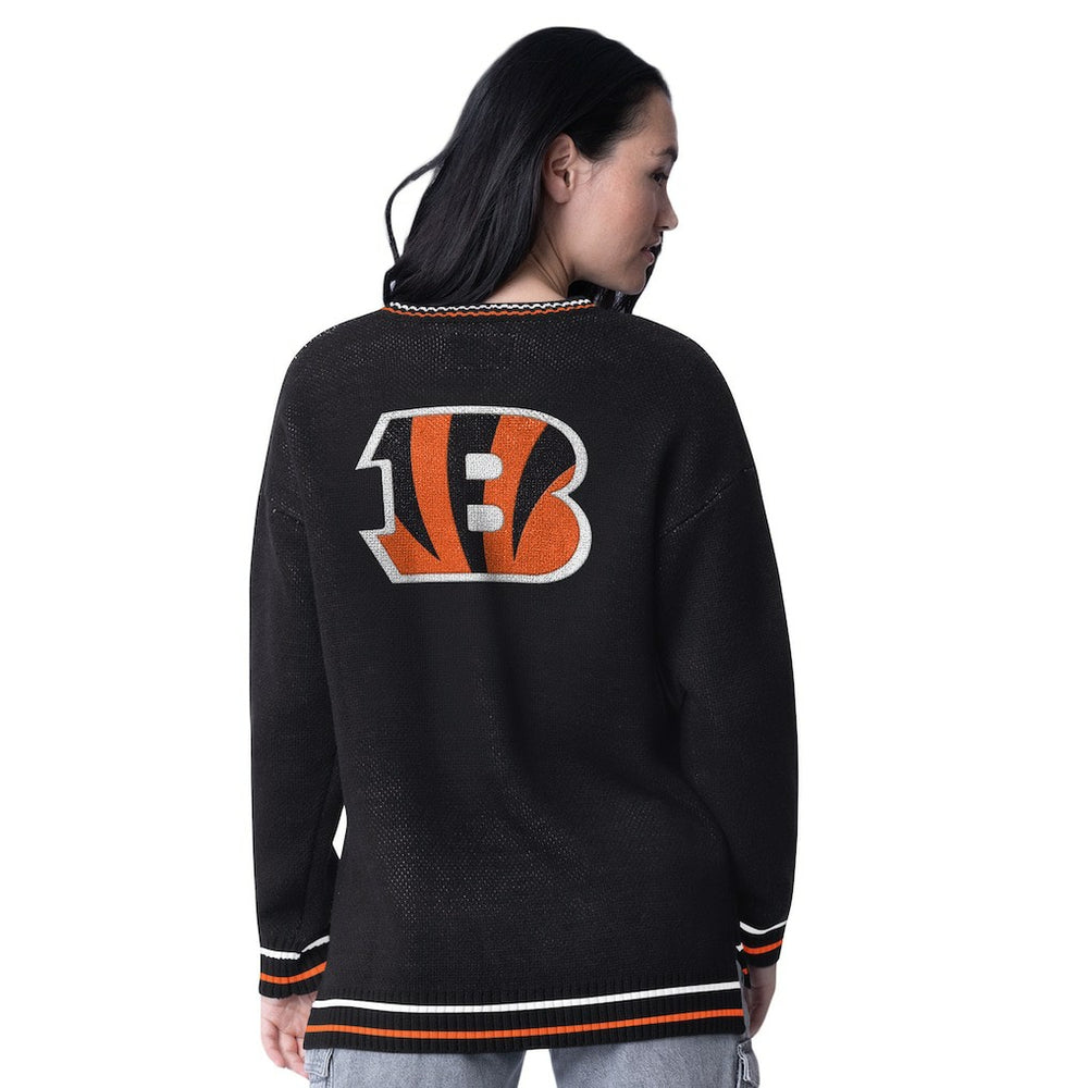 Cincinnati Bengals Starter Women's Oversized On the Ball Intarsia Knit Pullover Sweater | NFL New