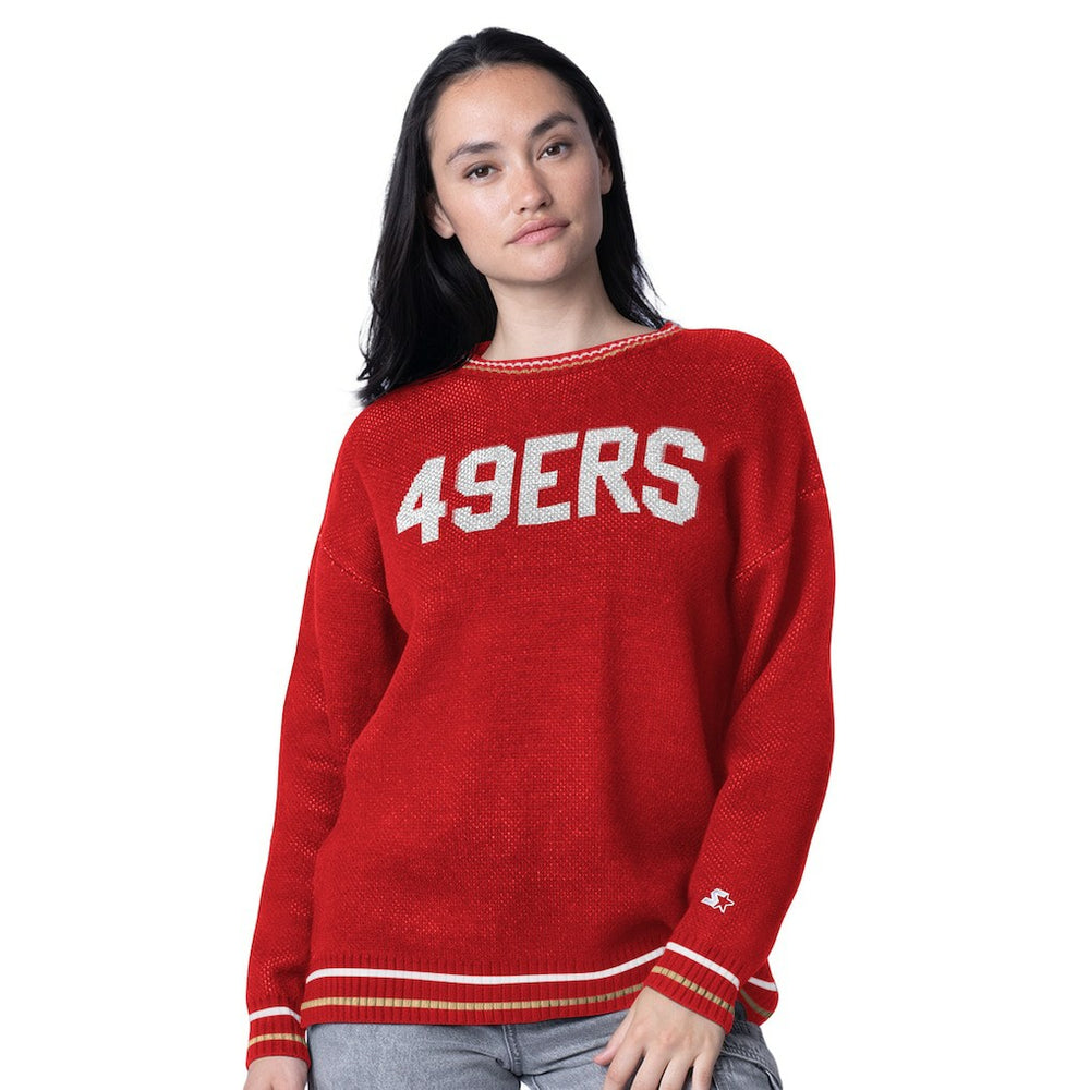 San Francisco 49ers Starter Women's Oversized On the Ball Intarsia Knit Pullover Sweater | NFL On sale
